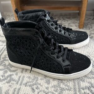 Lady Couture Black Rhinestone High-Top Women's Sneakers - worn once